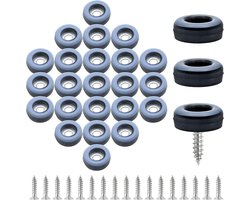 24 stuks - Meubelmatten - 22 mm - Meubelglijders - Stoelpootbeschermers - Teflon meubelglijders - Teflon meubelmatten - Vloerbeschermers - Meubel Bescherming - ronde meubelglijders - met schroeven - voor stoelen, tafels, banken en bedden - grijs