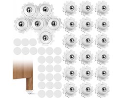 24 stuks Meubelwielen - Zwenkwielen - Zwenkwiel - Draagbare meubelwielen - Transportwielen - Wieltjes - Meubels zelfklevend - Kleine meubelwielen - Geschikt voor meubelbodems en opbergdozen - Wit - 26mm - ABS