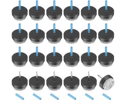 24 stuks nagel-op-vilten meubelglijders, ronde viltdoppen, meubelschuivers, vloerbeschermers voor houten meubels, tafel, bank, stoelpoot (20 mm, zwart)