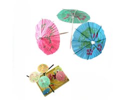 24 stuks papieren parasol - partyprikkers – cocktailprikkers - parasol cocktail prikkers - Tropische zomer thema feestartikelen - paraplu - LOUZIR