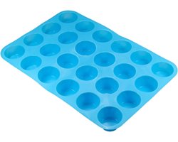 24 stuks Siliconen Mini Muffin Bakvorm ⌀ 5 cm - Bakvormen - bakvorm - bakvormen siliconen - siliconen bakvormen - siliconen mallen - Cupcakes - Blauw - cupcake vormpjes - Muffin Bakvormen