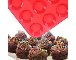 24 stuks Siliconen Mini Muffin Bakvorm ⌀ 5 cm- Cupcakes - 24 stuks - Blauw - cupcake vormpjes - Rood
