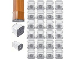 24 stuks - Stoelpoot Doppen - (1.3-1.9)*2.1*2.9 cm - Meubelpoot hoezen - Stoelpootbeschermers rechthoekig - Vloerbescherming - Stoelpoot beschermers - Anti-kras vilt - transparante siliconen beschermers - voor stoelpoten, tafel en bank - grijs - S
