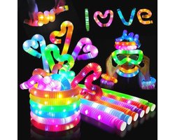 24 Stuks Verjaardagsfeest Favorieten Kink Light Pop Tubes LED Licht Speelgoed Party Decoratie Set Kleurige Festival Accessoires Sensory Toys