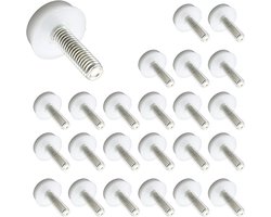 24 Stuks Verstelbare Meubelniveauers M6 Schroefdraad Meubelpoten Glijdende Voetnivellers Wit