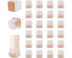 24 Stuks Vierkante Stoelpootbeschermers met Vilt, Geluiddemping en Krassenbestendig, Geschikt voor 30-38mm Stoelen