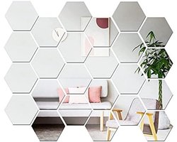 24 Stuks Zeshoekige Spiegel Tegels voor Muurdecoratie