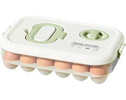 24 vakken met timer - koelkastorganizer voor eieren - transparante eierbox met klikdeksel - verse timer - eierhouder voor koelkast - keuken en eettafel - ruimtebesparende eieropslag - eieropslag systeem (transparant)