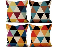 24 x 24 Inch 61x61 cm Set van 4 Kussenslopen Kleurrijke Moderne Geometrische Patroon Vierkante Linnen Decoratieve Gooi Kussenslopen Home Decor Voor Bed Woonkamer Bank Tuin Bank Huis Auto