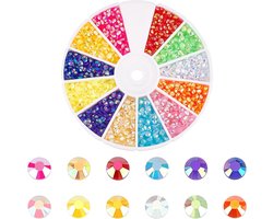 2400 Stuks Plakparels in 12 Kleuren, Glanzende Strass Steentjes voor Nagels, Kleding en DIY Creaties