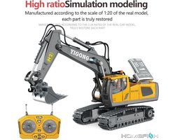 2.4G Rc Bestuurbare Graafmachine met Bak en Grijper Radiobesturing GEEL RC Model Kant - Klaar Kinderen Speelgoed Afstandsbediening- Graafmachine Elektrische Kids Speelgoed Spectaculair Droom Cadeau- Afstand Bestuurbaar voor kinderen vanaf 4 jaar GAAF