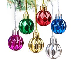 24pcs 30mm Christmas Baubles Ornaments Mini Hanging Baubles Balls Shatterproof Christmas Tree Baubles with Strings for Christmas Holiday Wedding Party Decoration