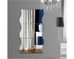 24PCS Wave spiegel muursticker decoratie, DIY Home decoratie acryl spiegel, woonkamer slaapkamer bank TV achtergrond muur decoratieve schilderkunst
