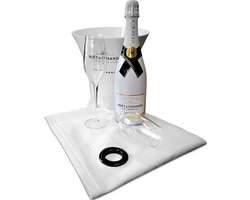 24st. Wijnkoeler Servet zwarte ring met klikring [Wijnkoelerservet - IJsemmer - Bierkoeler - Champagnekoeler - Champagne Emmer - Metaal - Wijn Drank Emmer - Zilver Staal - Horeca Accessoires]