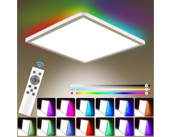 24W vierkant dimbare LED plafondlamp met afstandsbediening - 3200lm - slaapkamer - 3000K-6000K - 13 RGB kleuren - IP54 waterdicht - badkamer keuken
