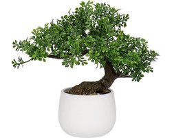 25 cm kunstplant bonsai boom in keramische pot kunstplanten esthetische Japanse bonsai decoratie voor woonkamer slaapkamer badkamer vensterbank decoratie - podocarpus kunstbonsai