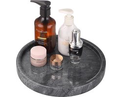 25 cm natuurlijk marmer zwart rond decoratief dienblad voor keuken kaptafel badkamer