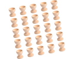 25-delige Set Houten Eierdopjes - Massief Hout - Blanco eierhouder voor Pasen & Ontbijt - Knutselmateriaal & Tafeldecoratie - Duurzaam