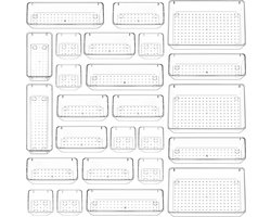 25 stuks doorzichtig lade-organizersysteem, 4 maten plastic opbergdozen, lade-organizer, plastic make-up-organizer voor badkamer, cosmetica, kaptafel, keuken, kantoor, pennenbakjes, transparant