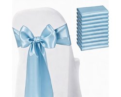 25 stuks Hemelsblauw stoelstrikken- Hemelsblauw satijnen stoellinten voor bruiloften- verjaardagen- gender reveal-feestjes en romantische stoelversieringen.