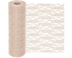 25 Yard door 12" brede ondiepe koffie kant stof stretch elastische tafel lopers, lint organza kant, rand trim lint kant bloemen voor kleding, hoofdbanden, bruiloft maken doe-het-zelf ambachten