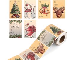 250 St Christmas Stickers - Vellum Labels voor Geschenken - Snowman - Christmas Trees - Reindeer - Vintage Stickers voor Kerstcadeaus