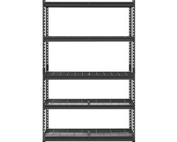 2500 Pond 5-Tier Heavy Duty Opslag Rekken, 18 “D x 48” W x 72” H Verstelbare Metalen Rekken, Industriële Multi-purpose Rekken voor Garage, Magazijn, Keuken, Kelder, Zwart