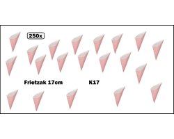 250x Punt Frietzak rood/wit 17cm papier - friet puntzak Boerenbont patat friet frites bakje snack zak evenement uitdeel