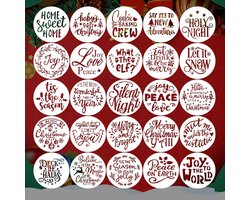 25pcs Kerst Stencils Klein voor Schilderen - 10cm Herbruikbare Kerst Stencil voor Tekeningen op Koekjes - Houten Borden - Raam - Stof - Papier Ambachten (Rond)