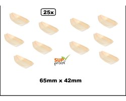 25x Amuse bootje hout 65mm x 42mm - Amuse tapas snacks punt zak kerst restaurant diner festival feest party