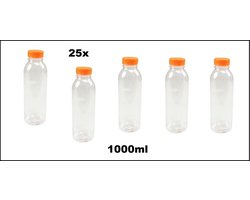 25x Drink flesje 1000ml - 1 liter fles - Water drink fles vruchten sap limonade drank