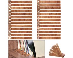 26 Stuks Vinyl Record Dividers - Opbergsysteem LP - alfabet - Vinyl organizer - Record verdeler - voor LP, Boekenkast Sorteren en Opslag - hout - 35x4cm