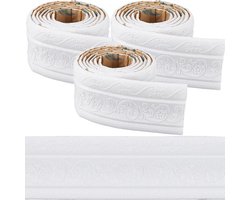 266 x 3,15 inch Peel en Stick Behang Grens Kroon Molding Wit Zelfklevend Flexibele 3D Plint Trim Spiegel Kleverige Muur Rand Base Lines Schuim voor Hotel Thuis DIY Decor - Muurdecoratie - Interieurdesign