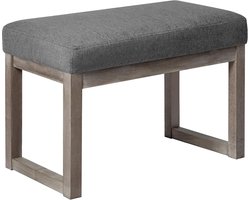 27 Inch Brede Rechthoekige Ottomaanse Poef voor Woonkamer en Slaapkamer - Grijze Linnen Look