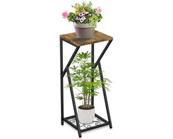 27 inch hoge plantenstandaard indoor hoek metalen plantenstandaards voor kamerplanten, 2 niveaus plantentafels vierkante plantenplanken moderne bloempot houder voor woonkamer balkon buiten tuin