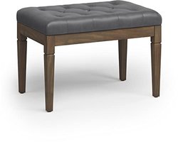 28 inch brede rechthoekige ottomaanse bank in steen grijs met tuft detail voor woonkamer en slaapkamer