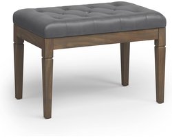 28 inch brede rechthoekige ottomaanse bank in steen grijs met tuft detail voor woonkamer en slaapkamer