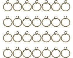 28 stuks gordijnringen met ringen, 1,25 "ID-glijdende soepel metalen gordijnring geschikt voor gordijnroede van maximaal 2,5 cm, brons