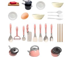 28 stuks mini-keukenaccessoires, keukenspeelgoedset, accessoires, miniatuur kookgerei, accessoires voor koken, kookgerei, potten en pannen, set geschenken