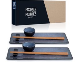 29-Delig Sushi Servies voor 2 Personen – Inclusief Borden, Kopjes, Bestek en Accessoires – Porselein en Bamboe