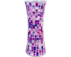 29,5 cm H Paars Rood Mozaïek Vaas, Exquisite Vakmanschap Glazen Vaas. Decor Home Moderne Hoge Vazen. Alle Handgemaakte Mozaïek Vazen. Mooie Glazen Vaas voor Thuis & Kantoor Decor.Unieke