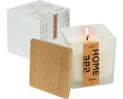 2BEHOME Geurkaars White Musk - 200 gram - Geurkaarsen in Glas - Geur Kaars - Geurbrander - Kaars - Wooden Luxury Collection - Wit