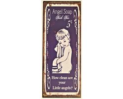 2D metalen wandbord "Angel Soap" 20x50cm