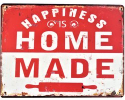 2D Metalen wandbord "Happiness is Home Made" 33x25cm