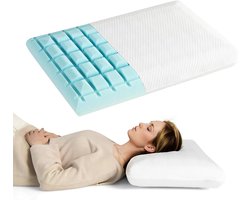 2er Set Nackenstützkissen, Kopfkissen für Doppelbett aus innovativem Memory-Schaum mit kühlendem Gel, Memory Foam Kissen mit abnehmbarem Bezug, mittelweich, hypoallergen, 60 x 40 x 13 cm