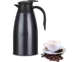 2L geïsoleerde koffiepot, voedselveilige 304 roestvrijstalen geïsoleerde kan, geïsoleerde vacuümkoffiepot met drukknopbovenkant, koffiekarafkan voor thee, warme en koude dranken (marineblauw)