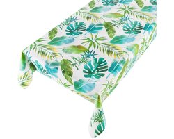 2LIF Maatwerk tafelzeil – Jungle Leaf – tropisch bladmotief – 140 cm breed – per meter aaneengesloten – tafelkleed – decoratief zeil