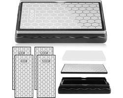 2P Dubbelzijdige Diamantslijpsteen voor Messenslijpen en Keukengereedschap - Antislip Onderlaag - Outdoor - 400/1000 Grit en 600/1200 Grip.