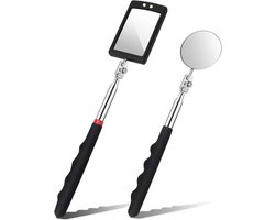 2Pc Verlichte Telescopische Inspectie Spiegel, Flexibele Uittrekbare LED Auto Ronde Tandarts Spiegel met Licht en Opnametool voor Precisiewerk