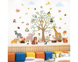 2pcs Muurstickers met jungledieren, muurstickers voor kinderkamers, wanddecoratie, kinderkamer, babykamer, muurstickers met bosthema - wit